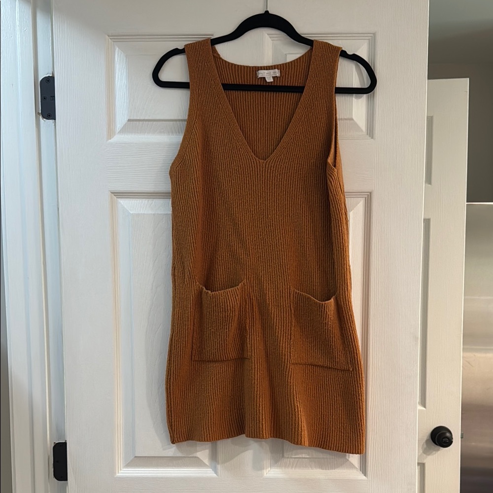 Brown V-Neck Sleeveless Sheath Dress for Work